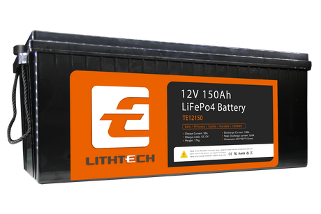 Lithtech TE12150 12V 150Ah Rechargeable 12v 150ah Lifepo4 Lithium Ion Battery Packs for Golf Carts 
