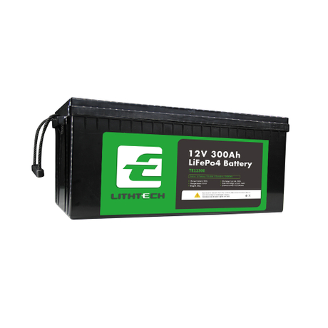 Lithtech TE12300 12.8V 300Ah RV Battery Pack for Lead Acid Replacement 12V 300Ah LiFepo4 Battery