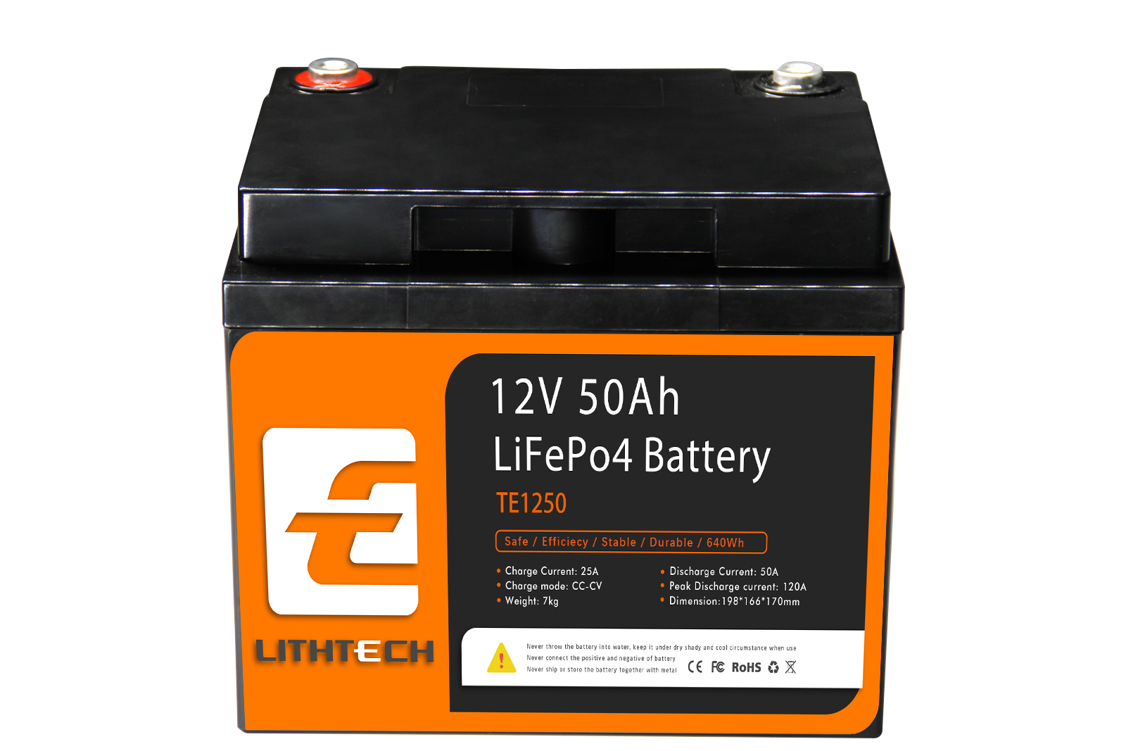 Lithtech TE1250 12.8v 50 Ah LIFEPO4 Lithium Ion Battery - Buy 12v